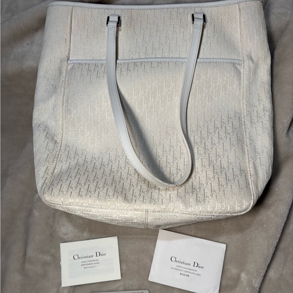 Vintage 2004 Christian Dior White Tote Bag Handbag - Picture 1 of 9